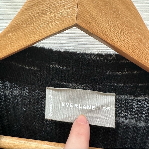 EVERLANE THE COCOON CREW SWEATER ALPACA XXS BLACK HEATHER GREY oversized crew - Picture 2 of 7